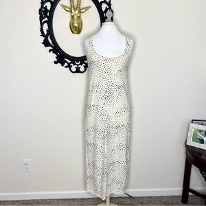 Z Supply Ivory Colored Sleeveless Maxi Dress with Black Dot Pattern